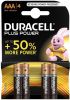 Duracell Plus Power AAA mini penlite batterij LR03/AAA 1.5v 4 stuks online kopen